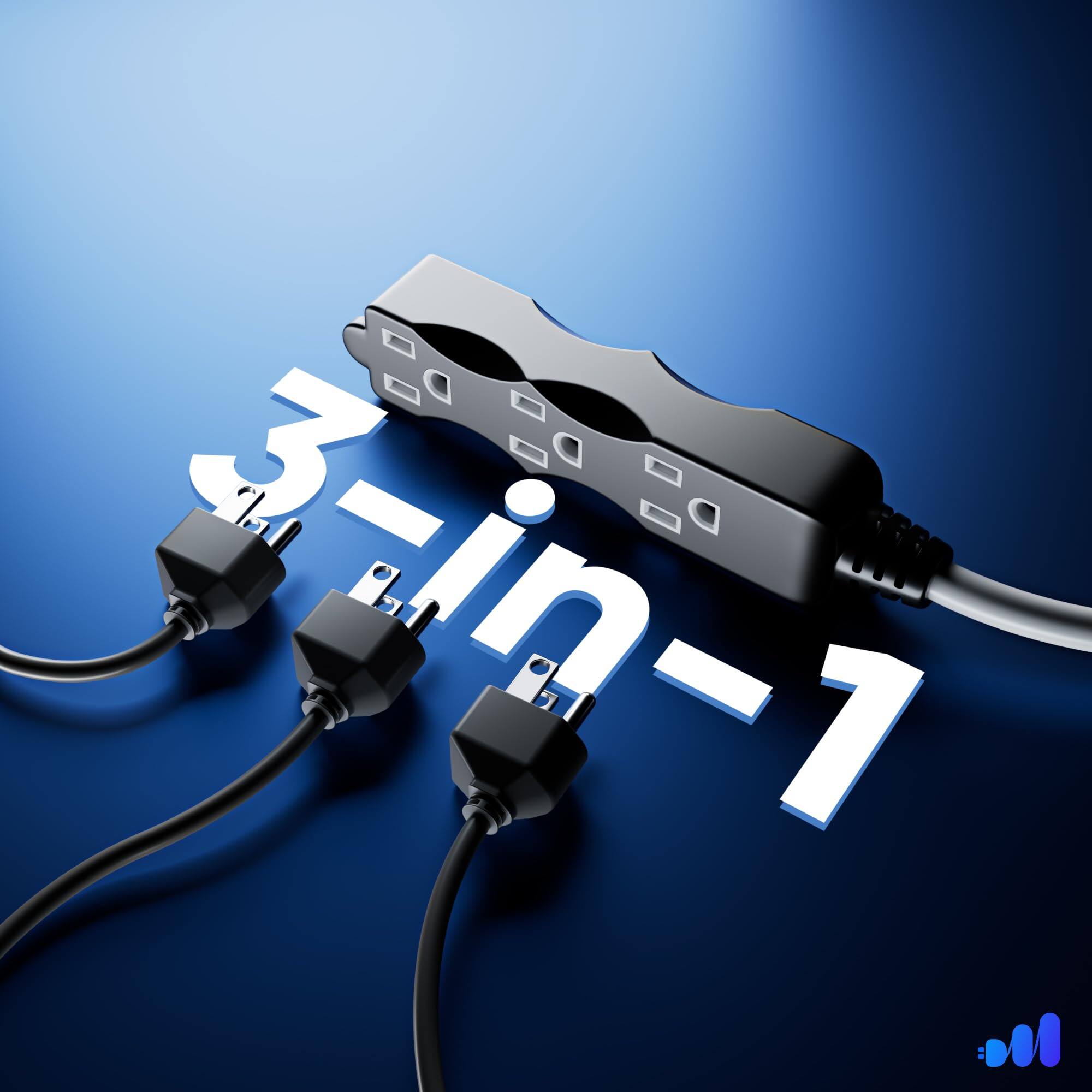 Alt View 1. Maximm - Extension Cord with 3 Outlets, 125V, 3 Prong Extension Cord, ETL Listed, 10ft - BLACK white.