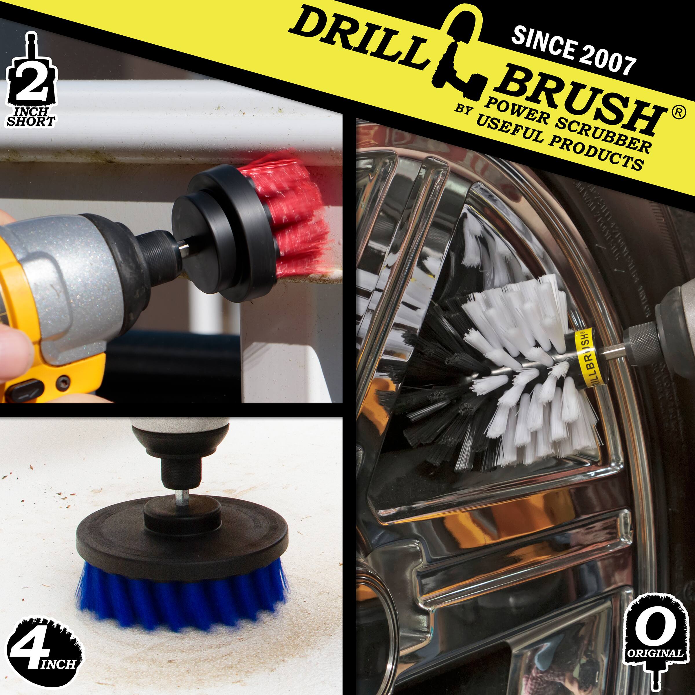 2 INCH SHORT DRILL BRUSH SINCE 2007 BY USEFUL PRODUCTS ORIGINAL 4 INCH