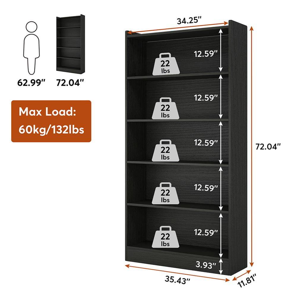 - Height: 72.04"
- Width: 34.25"
- Depth: 12.59"
- Max Load: 60kg/132lbs
- Shelf Load Capacity: 22 lbs
- Shelf Spacing: 12.59"
- Bottom Shelf Height: 3.93"
- Bottom Shelf Depth: 11.81"
- Overall Width: 35.43"
- Overall Depth: 11.81"