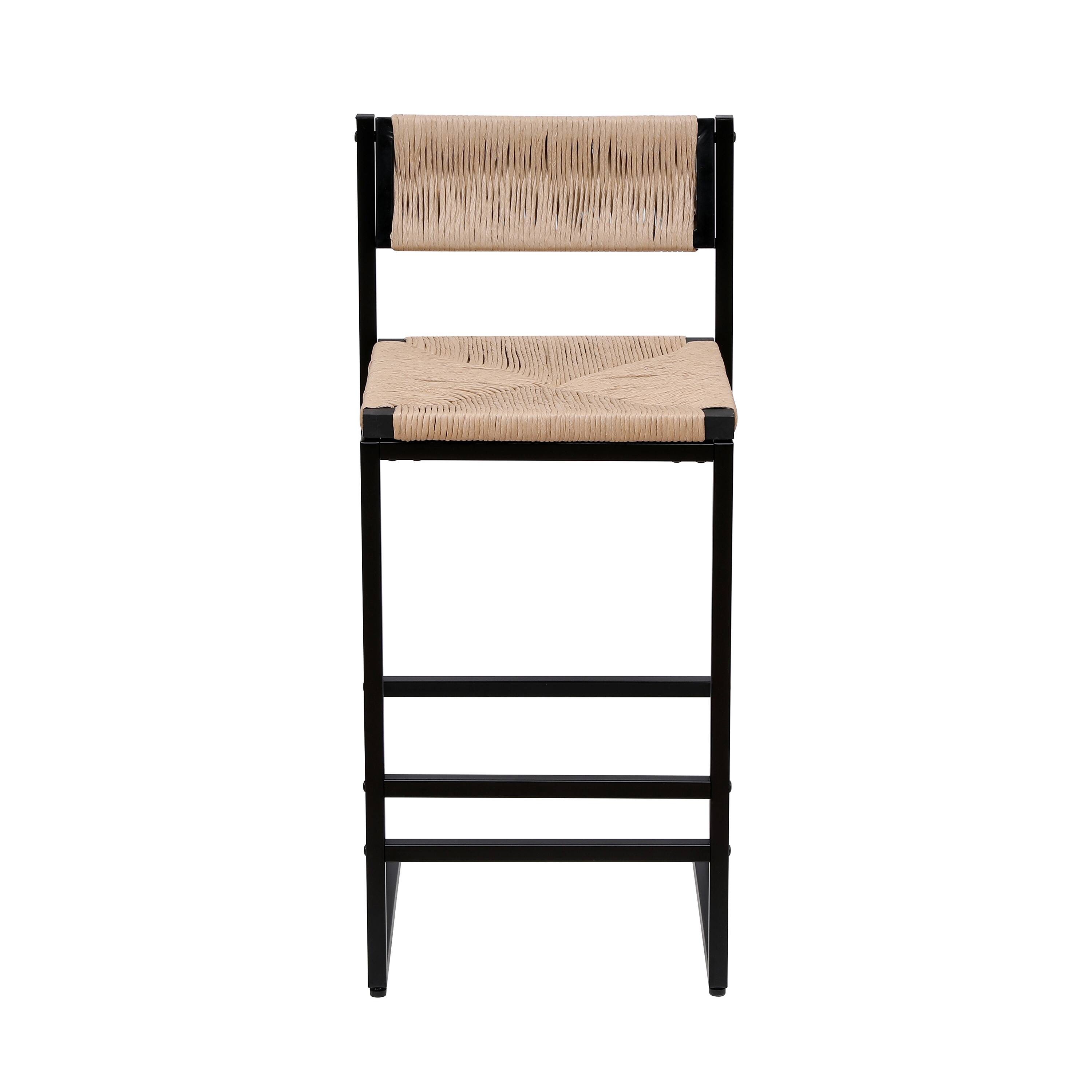 Alt View 5. GOODSILO - Set of 2 Woven Bar Stools - Hand Weave Counter Stool with Footrest for Kitchen Island, Dining Room - Honey.