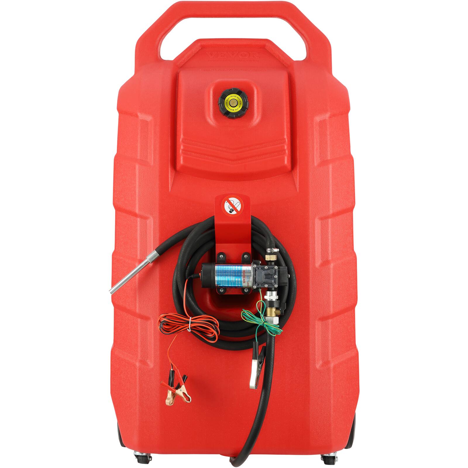 Alt View 5. VEVOR - Fuel Caddy, 32 Gallon, Portable Fuel Storage Tank On-Wheels, with 12V DC Transfer Pump, Gasoline Diesel Fuel Container - Red.