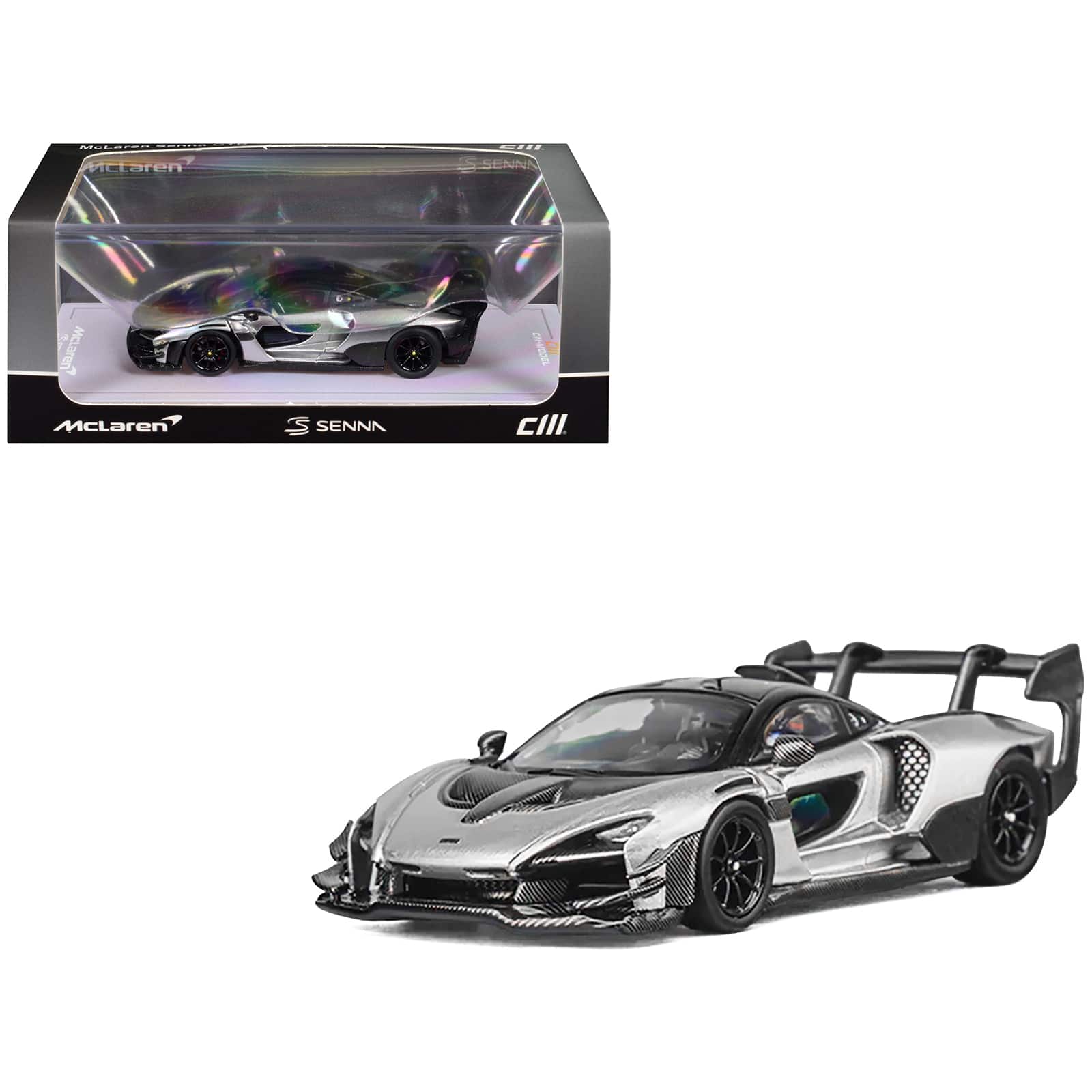 CM Models - McLaren Senna GTR Silver Gray Metallic with Carbon Hood and Black Top 1/64 Diecast Model Car by CM Model price history on PriceWatchPro
