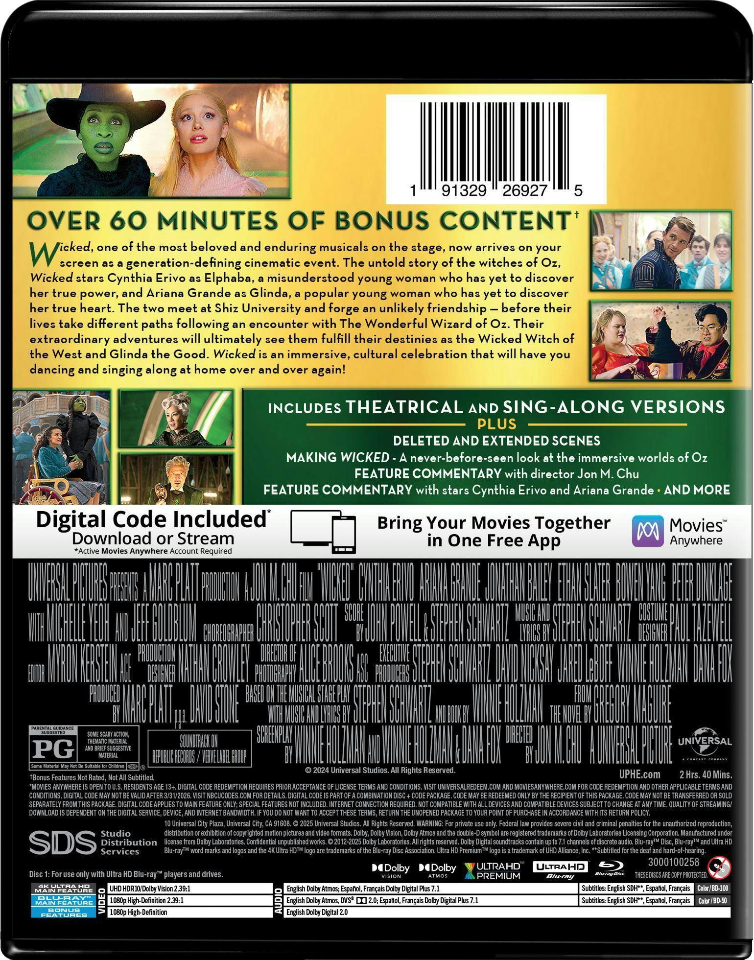 Back. Wicked - 4K Ultra HD + Blu-ray + Digital (4K Ultra HD + Blu-ray) [UHD].