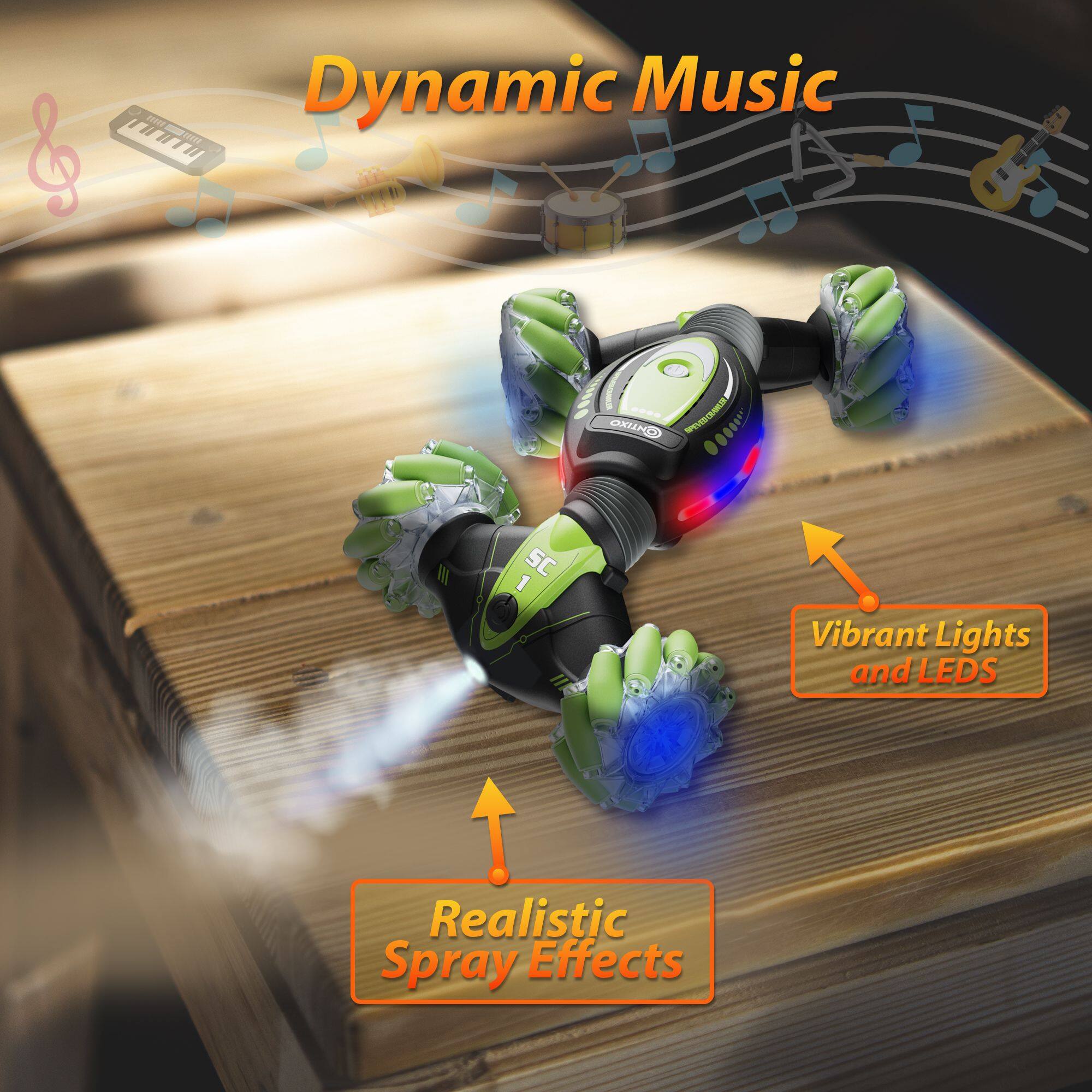 Dynamic Music - Original Music Score 1: Vibrant Lights and LEDs, Realistic Spray Effects.