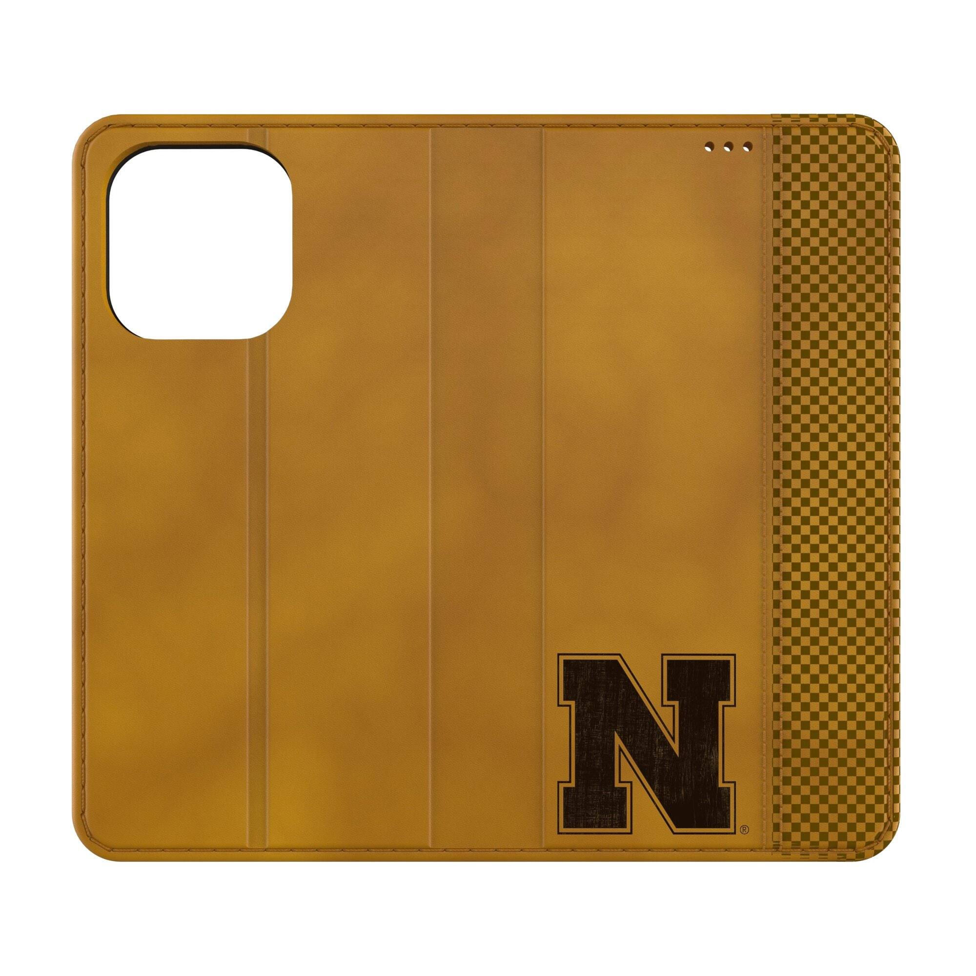 Front. Keyscaper - Nebraska Huskers Burn Folio iPhone Case - 15 - Brown.