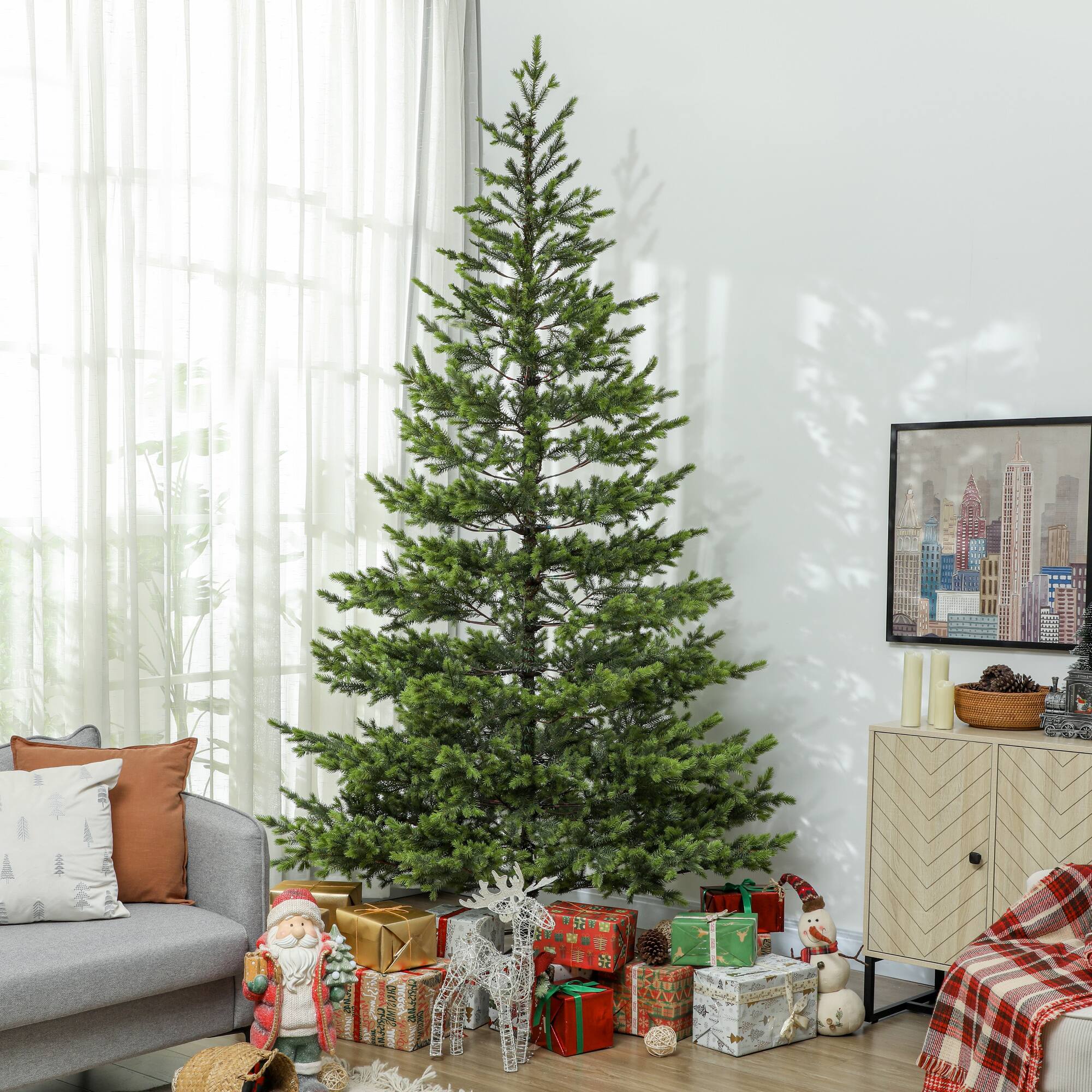 Alt View 1. Homcom - Sparse Realistic Cedar Artificial Christmas Tree, 4306 Tips Hinged - Green.