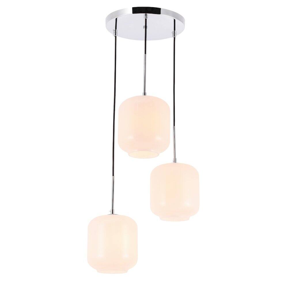 Alt View 6. Living District - Collier 3 Light Chrome And Frosted White Glass Pendant - Chrome And Frosted White Glass.