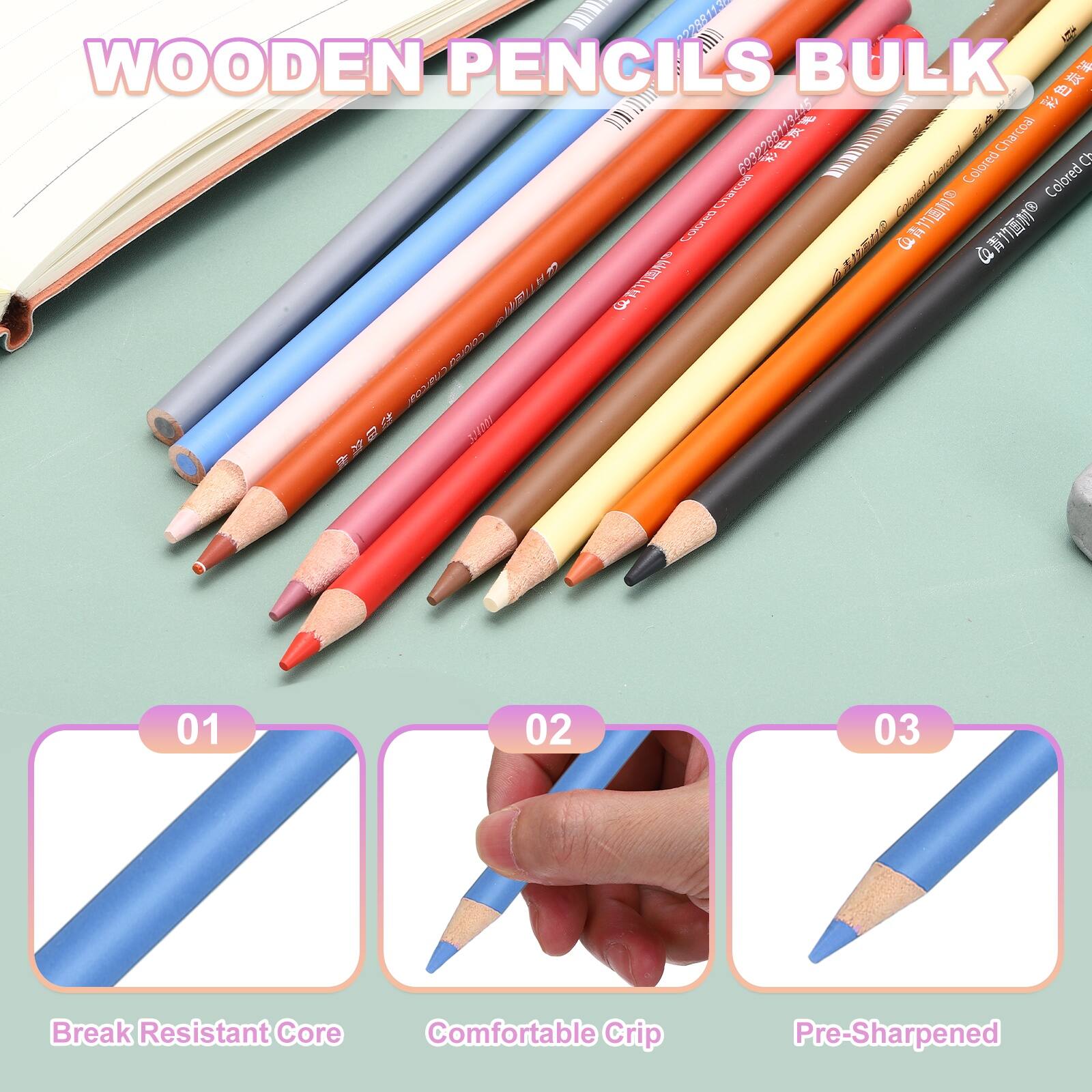 Unique Bargains 2pcs Color Drawing Pencils Graphite Sketch Colored ...