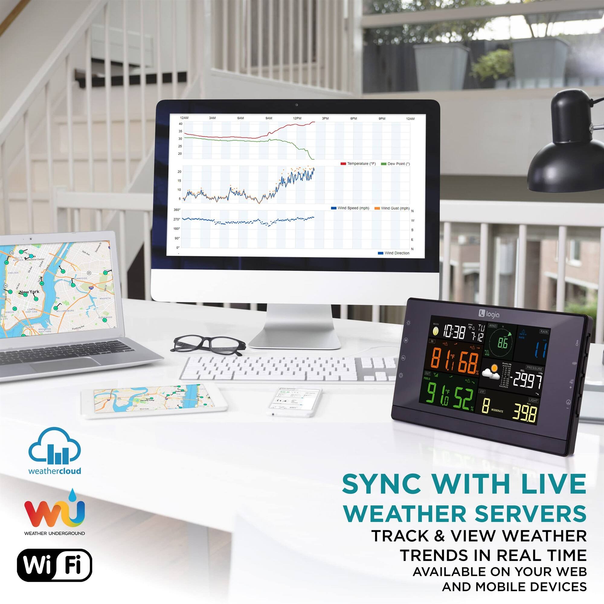 I - - - i - -- - - - - - .  2 I - A a - - . - - dpeme muns - I o - - + - - - - - - - i Aune mgrk L logia TU -  038 7 M 2    68  N 299 9 9 52 8 - 398 weathercloud W WEADHLR UNDRAOUO Wi Fi SYNC WITH LIVE WEATHER SERVERS TRACK & VIEW WEATHER TRENDS IN REAL TIME AVAILABLE ON YOUR WEB AND MOBILE DEVICES