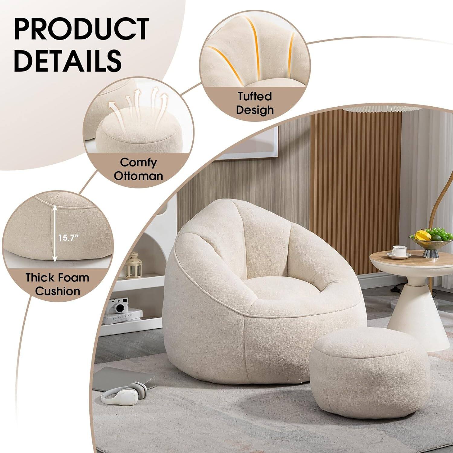 PRODUCT DETAILS

- Comfy Ottoman
- Tufted Design
- Thick Foam Cushion
- 15.7"