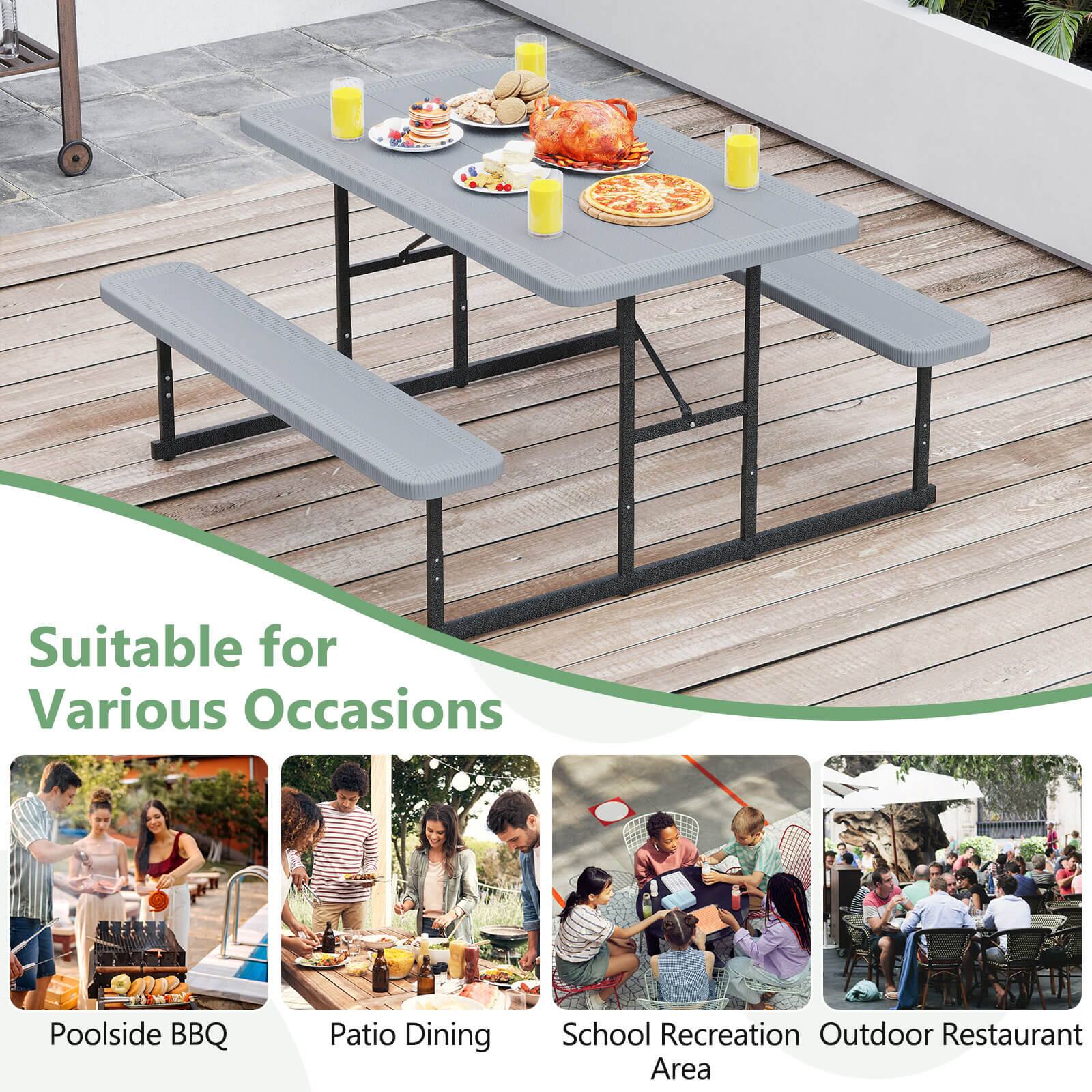 Costway Picnic Table Bench Set for 2 4 People Outdoor Rectangular