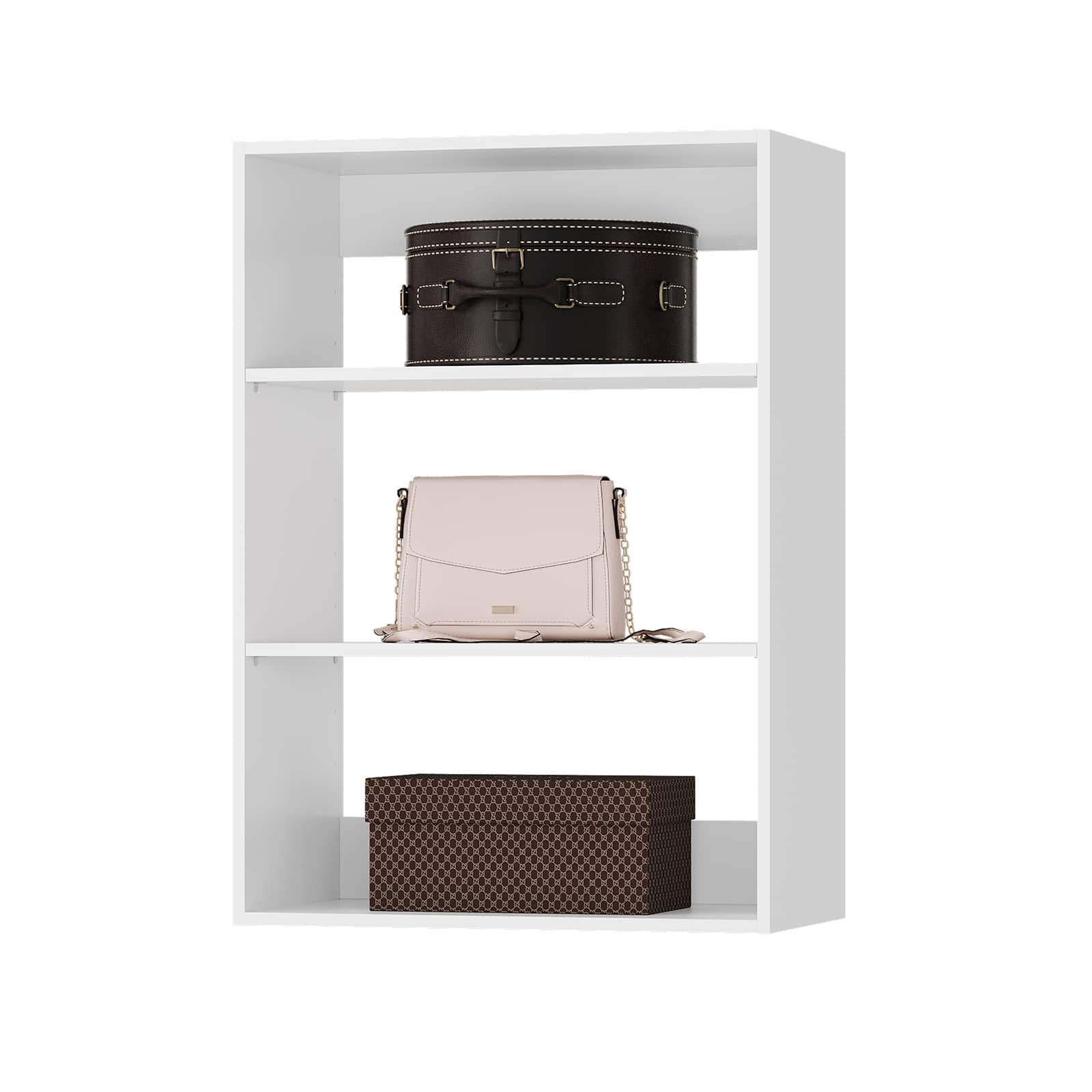 Roomtec - 25.5 in White Shelf Short Tower Closet Unit-Customizable Wall Mounted Modular Closet System for Bedroom Closet - White