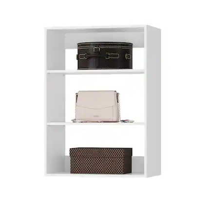 Front. Roomtec - Roomtec 25.5 in White Shelf Short Tower Closet Unit-Customizable Wall Mounted Modular Closet System for Bedroom Closet - White.