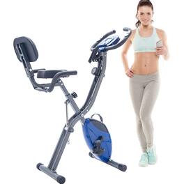 Loheer - Folding X-Bike 16-Level Magnetic Resistance Upright & Recumbent with Arm Bands and Backrest - Blue