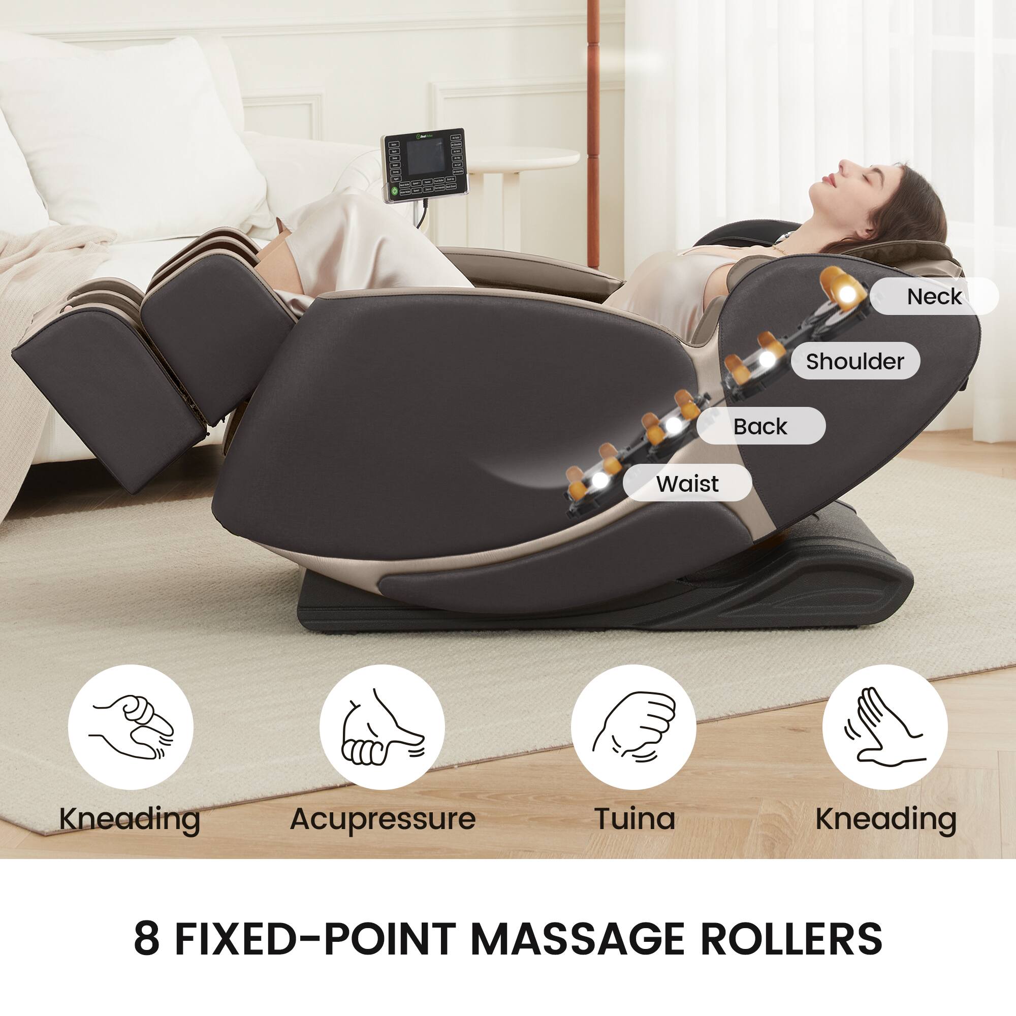 BO 8 Neck Shoulder Back Waist Kneading Acupressure Tuina Kneading 8 FIXED-POINT MASSAGE ROLLERS