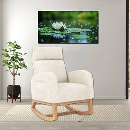 Hivvago - Upholstered Chenille Rocking Armchair with Solid Rubber Wood Base for Nursery - Beige