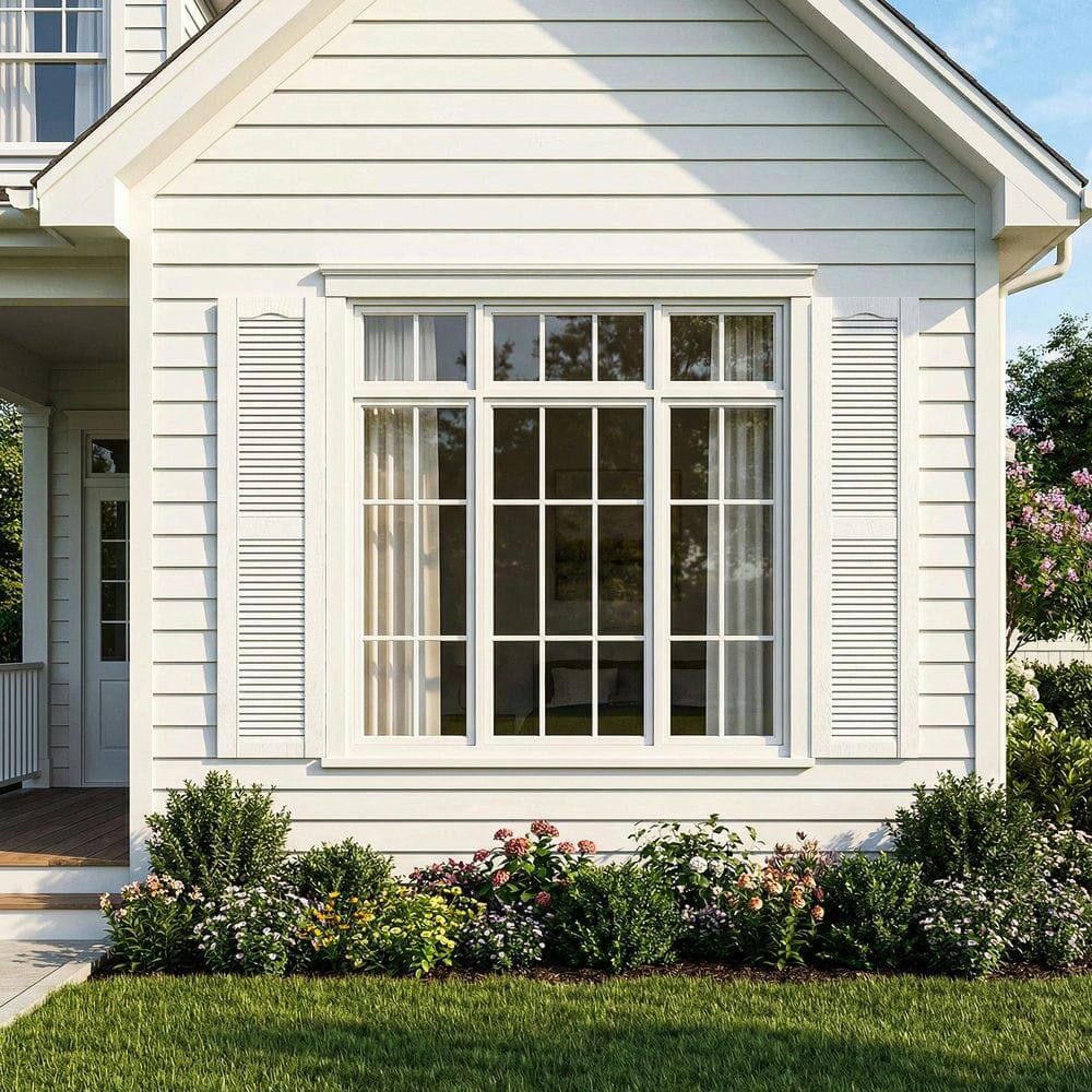 Alt View 7. Kadyn - Decorative Faux Shutters, Sturdy, Hassle-Free Design for Indoor & Outdoor Use, 14"x59", White - White.