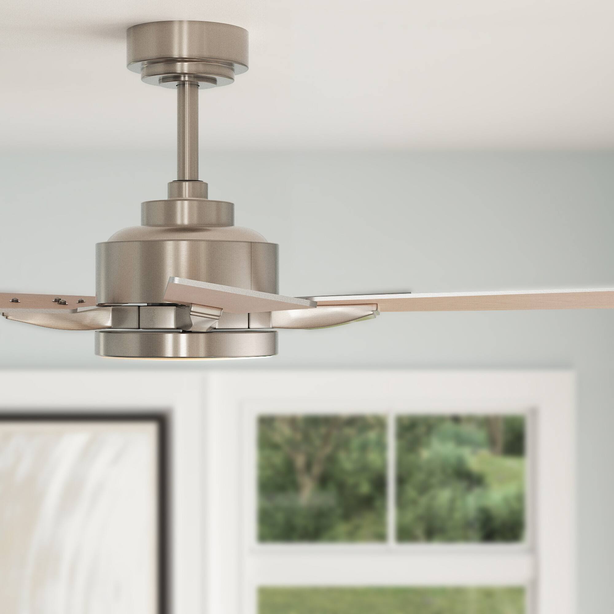 Alt View 7. Siljoy - 42" Modern Low Profile Ceiling Fan with Light and APP/Remote,DC Reversible Motor ,Dimmable LED for Bedroom/Living Room - Nickel.