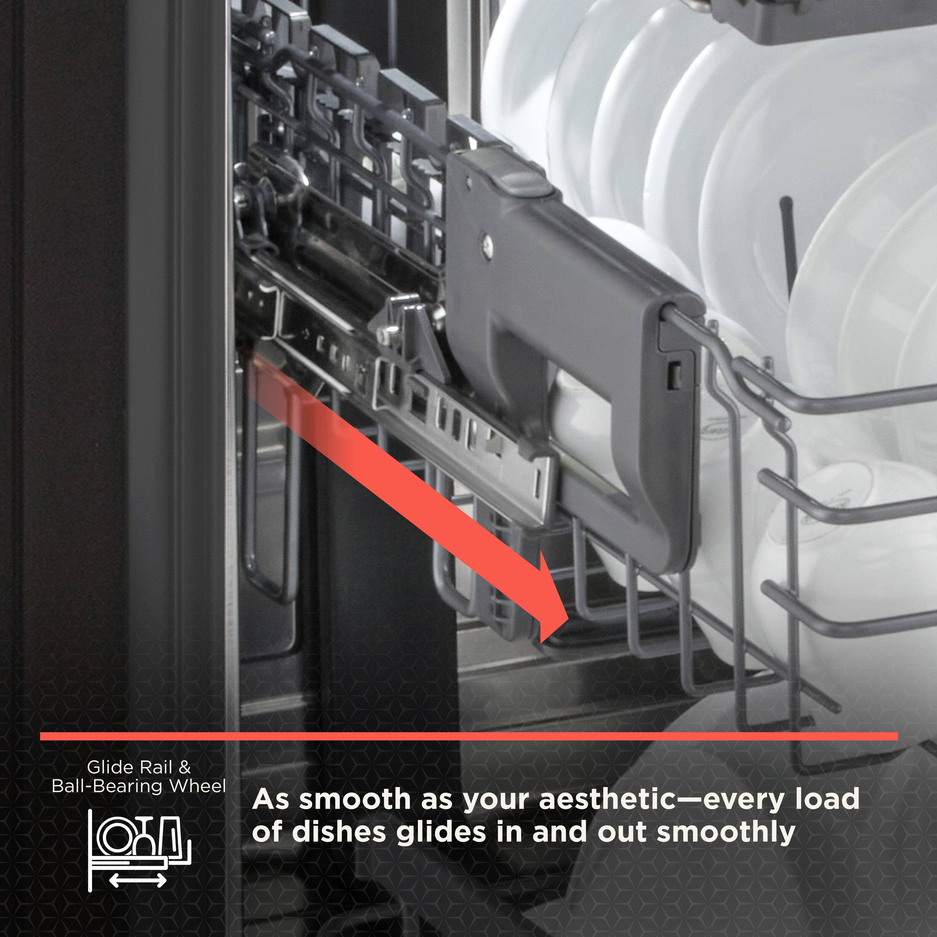 Glide Rail & Ball-Bearing Wheel  
As smooth as your aesthetic—every load of dishes glides in and out smoothly