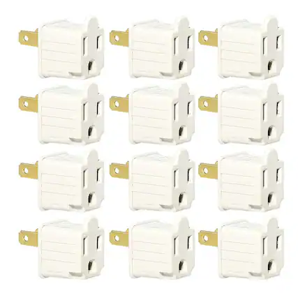 Front. Home Collection - 12 Pack 3-Prong to 2-Prong Outlet Electrical Grounding Adapter - BEIGE.
