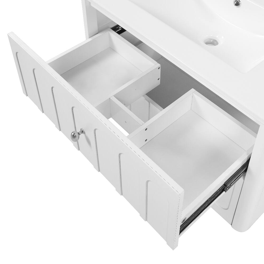 Alt View 10. Loheer - Loheer 30 inch floating bathroom vanity White Wall Mounted Cabinet with Ceramic Sink - White.