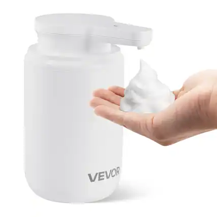 Front. VEVOR - Soap Dispenser, 300 ml / 10 oz, Rechargeable Automatic Hand Soap Dispenser with Pump, 2 Adjustable Levels - White.