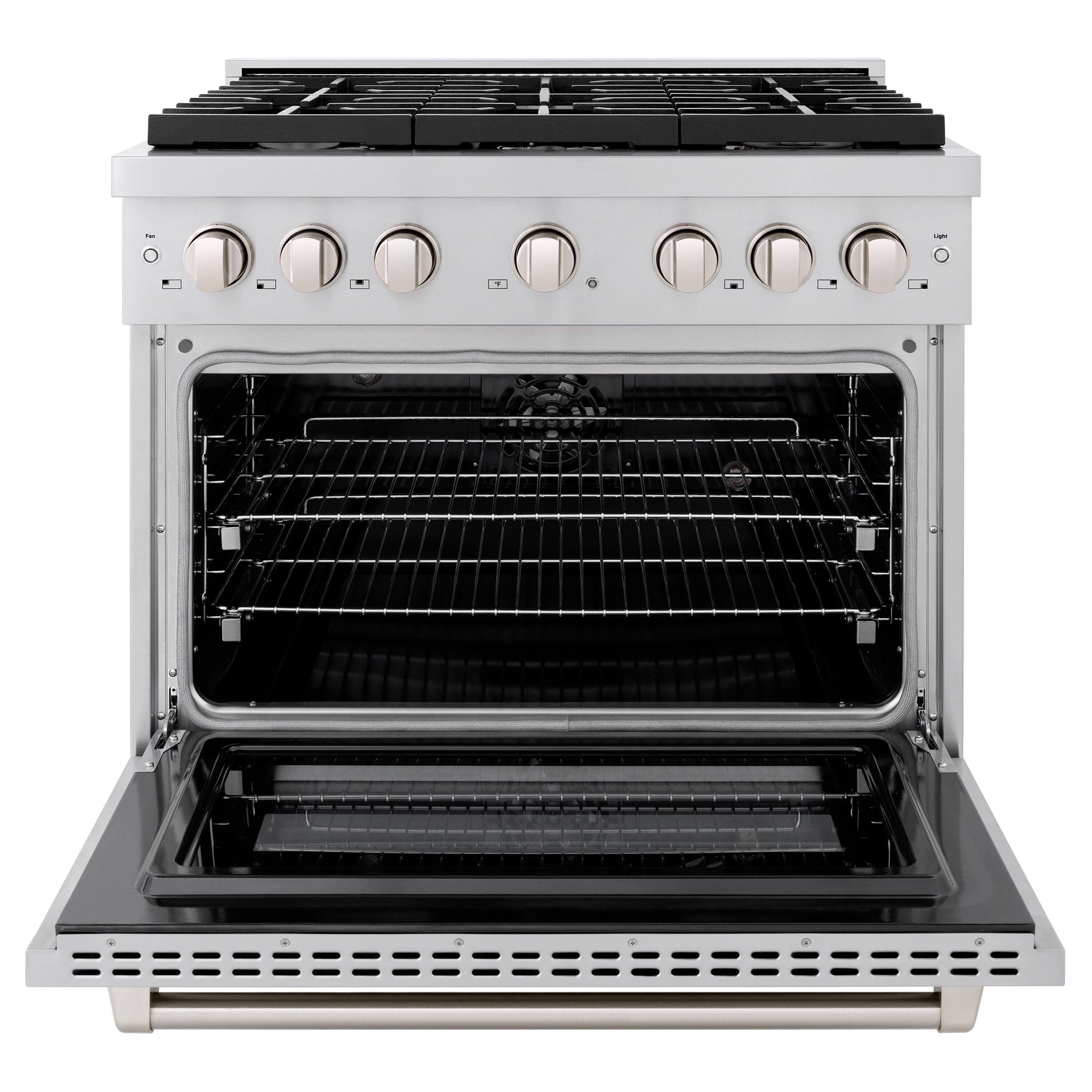 Angle. ZLINE - ZLINE 36" Paramount Dual Fuel with 6 Brass Burners and Convection Oven (SDR-BR-36) - Stainless Steel.