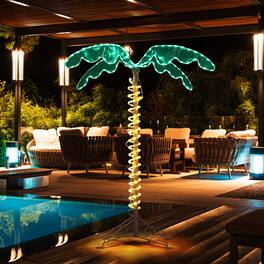 Winado - 4FT Lighted Christmas Artificial Palm Tree, Coconut Tree for Patio Indoor Outdoor Pool Lawn Party Holiday Decorations - Green & Brown