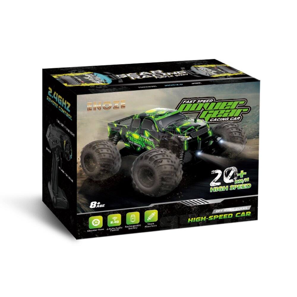 Sure, here is the corrected and grouped text from the image:

---

**Brand:** ENOZE

**Model:** FAST SPEED POWER FEAR CACING CAR

**Features:**
- 2.4GHZ REMOTE CONTROL
- 20+ KM/H HIGH SPEED
- OFF-ROAD TRUCKS
- HIGH-SPEED CAR
- 8+ AGE

**Specifications:**
- 2.4GHZ
- 2.4G
- 2.4GHZ REMOTE CONTROL
- 20+ KM/H HIGH SPEED
- HIGH-SPEED CAR

**Additional Information:**
- 2.4GHZ
- 2.4G
- 2.4GHZ REMOTE CONTROL
- 20+ KM/H HIGH SPEED
- HIGH-SPEED CAR

**Icons:**
- Longer Time
- 2.4GHZ
- Rock-Proof Design
- Anti-Collision

**Text on the Box:**
- "FAST SPEED POWER FEAR CACING CAR"
- "20+ KM/H HIGH SPEED"
- "HIGH-SPEED CAR"
- "OFF-ROAD TRUCKS"
- "8+ AGE"

---