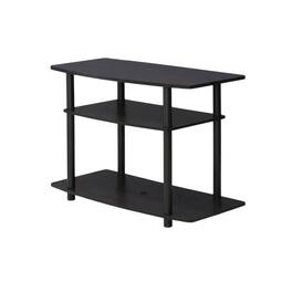 FurniFact - Dark Walnut TV stand with 3-tier open shelves and modern design - Brown Black