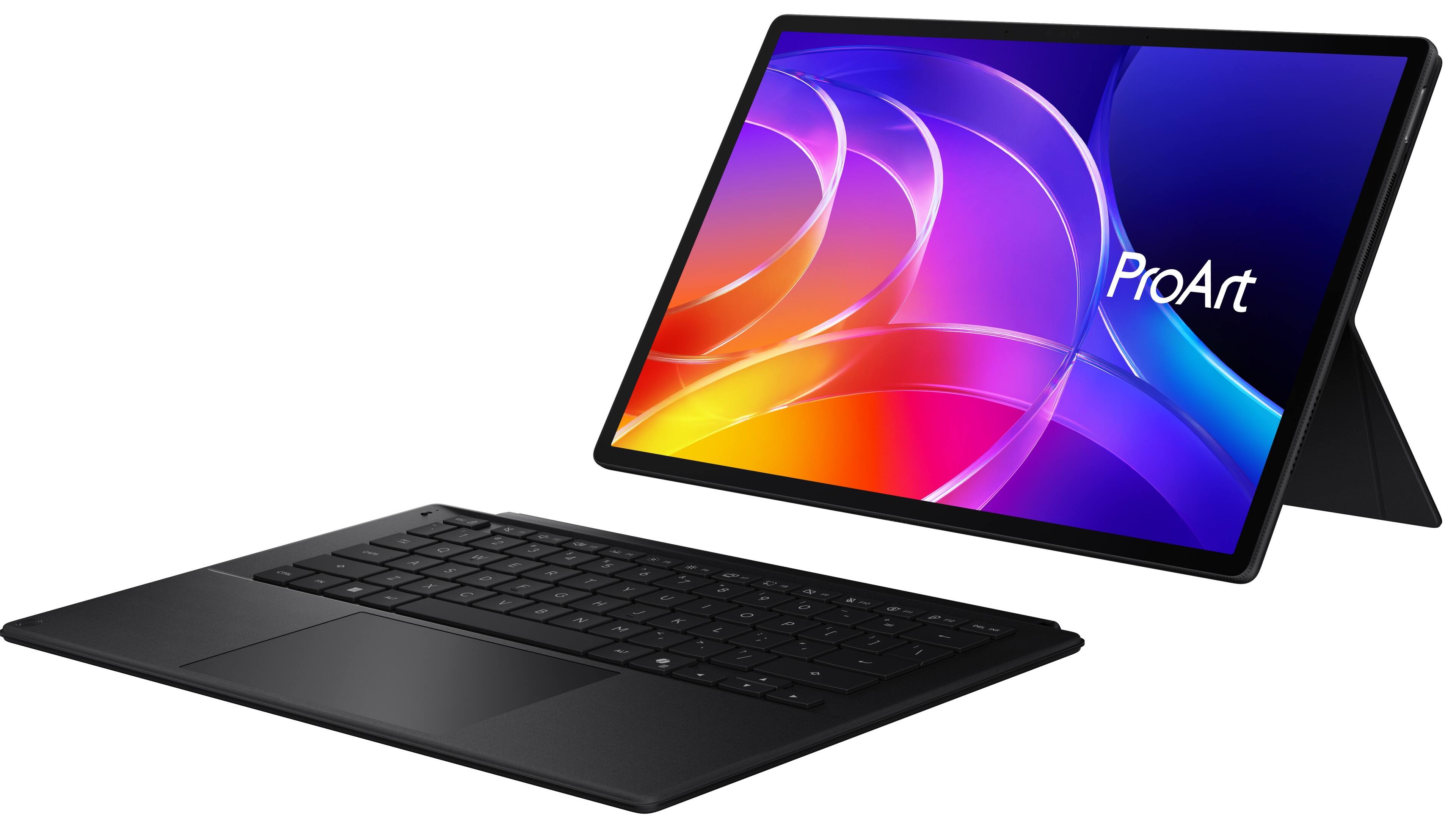 Angle. ASUS - ProArt PZ14 14" OLED 3K Touch Detachable Laptop - Snapdragon X2 Elite 18-Core - 32GB RAM - 1TB SSD - Copilot+ PC - Nano Black.
