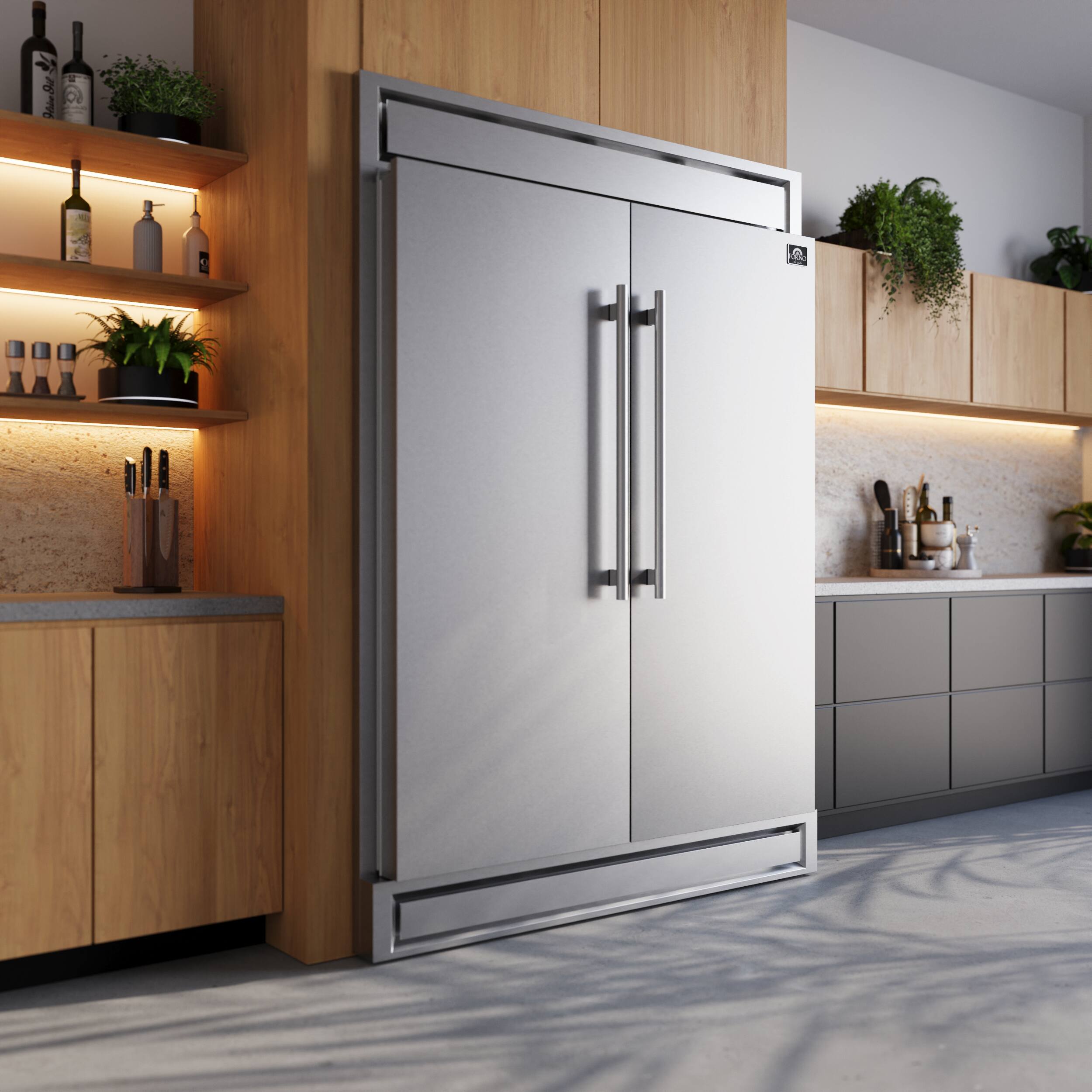 Alt View 14. Forno Appliances - Maderno 27.2 Cu. Ft. Built-In Side-by-Side Convertible Refrigerator/Freezer with Decorative Grill - Stainless Steel.