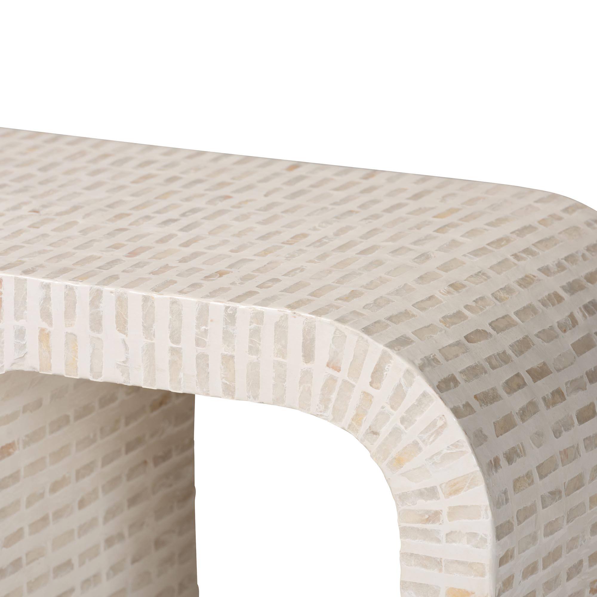 Back. bali & pari - Chalina Capiz Shell Console Table - White/Beige.