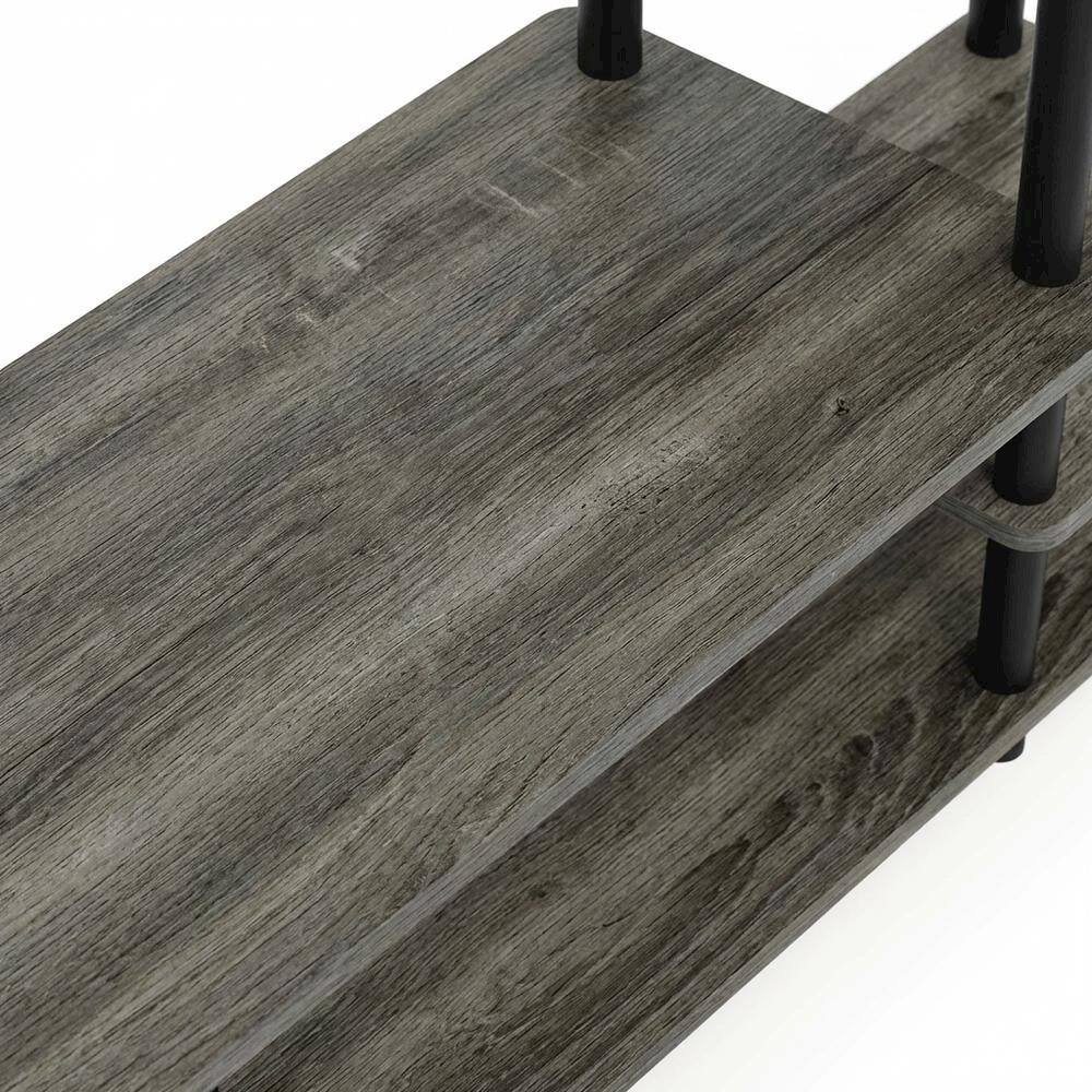 Alt View 1. FurniFact - Modern Entertainment Center in French Oak Grey and Black with Spacious Storage - French Oak Grey.