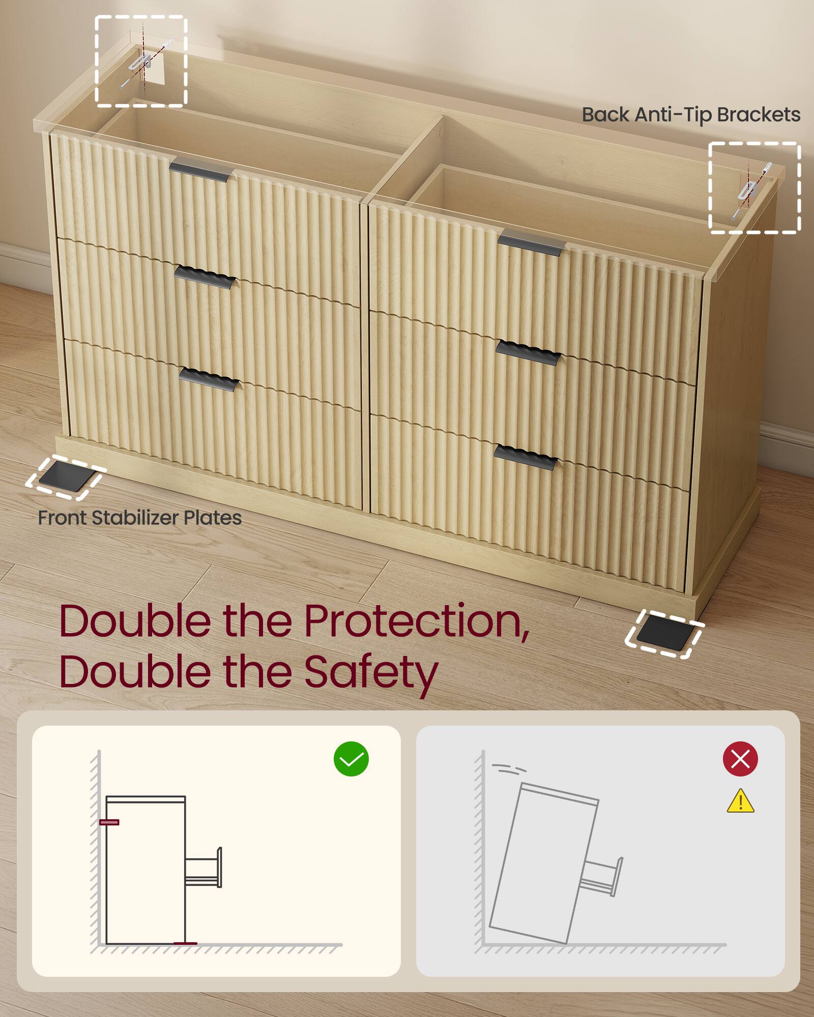 Back Anti-Tip Brackets  
Front Stabilizer Plates  
Double the Protection, Double the Safety
