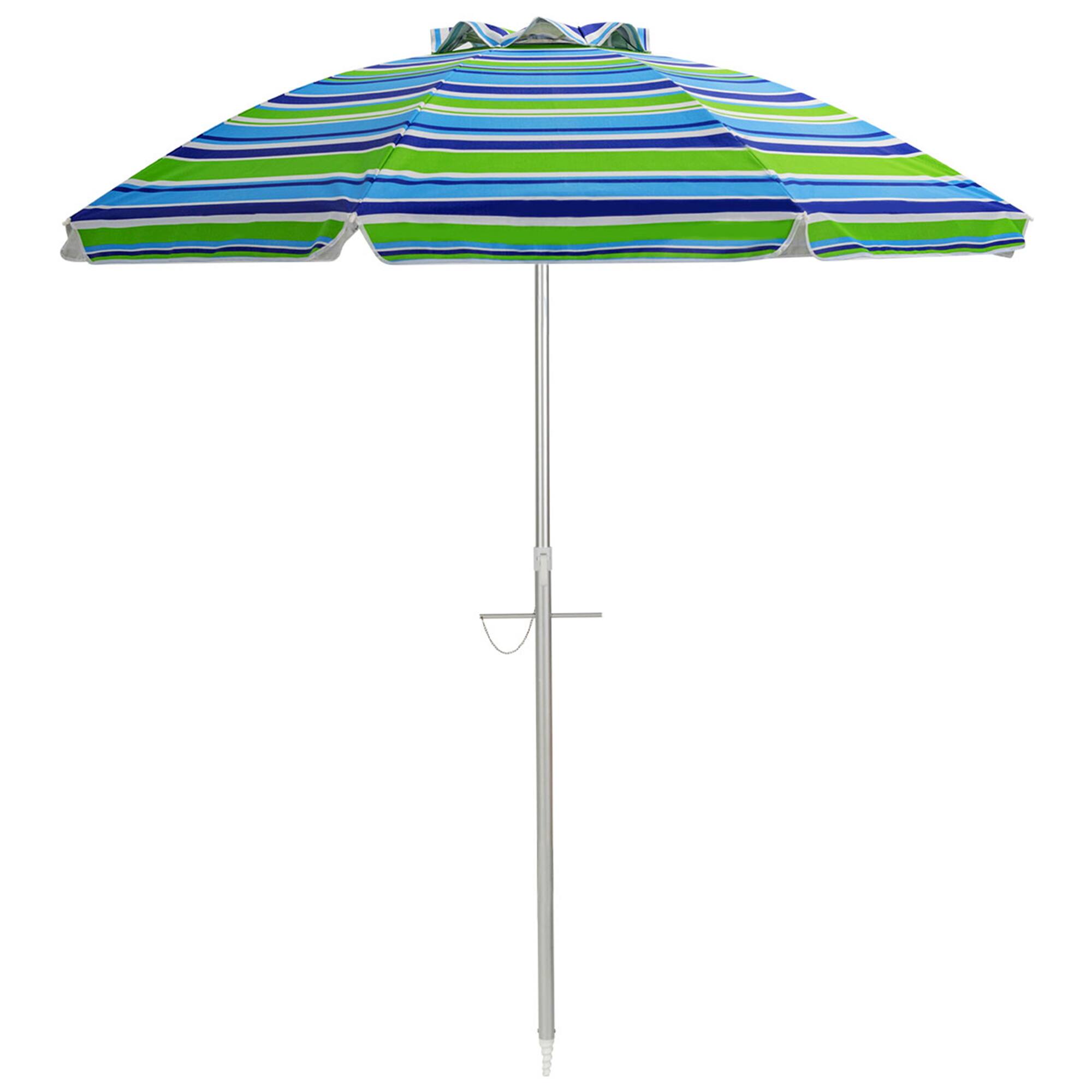 Alt View 3. Gymax - Gymax 6.5Ft Beach Umbrella w/ Tilt Mechanism Sand Anchor Carrying Bag Blue + Green - Blue + Green.