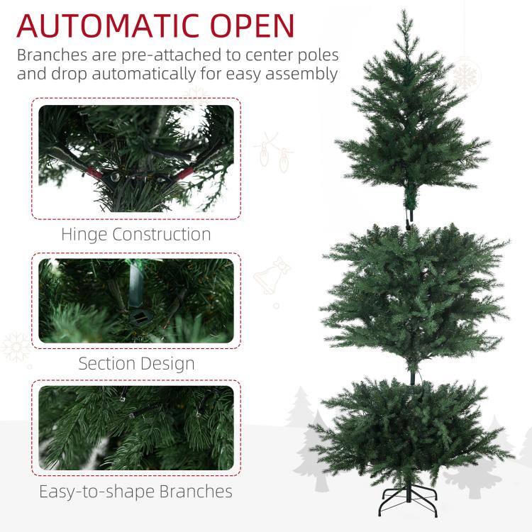 AUTOMATIC OPEN  
Branches are pre-attached to center poles and drop automatically for easy assembly

Hinge Construction

Section Design

Easy-to-shape Branches
