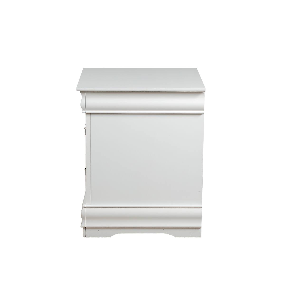Back. Loheer - Loheer Modern White Nightstand with Two Drawers and Brushed Nickel Handles - White.