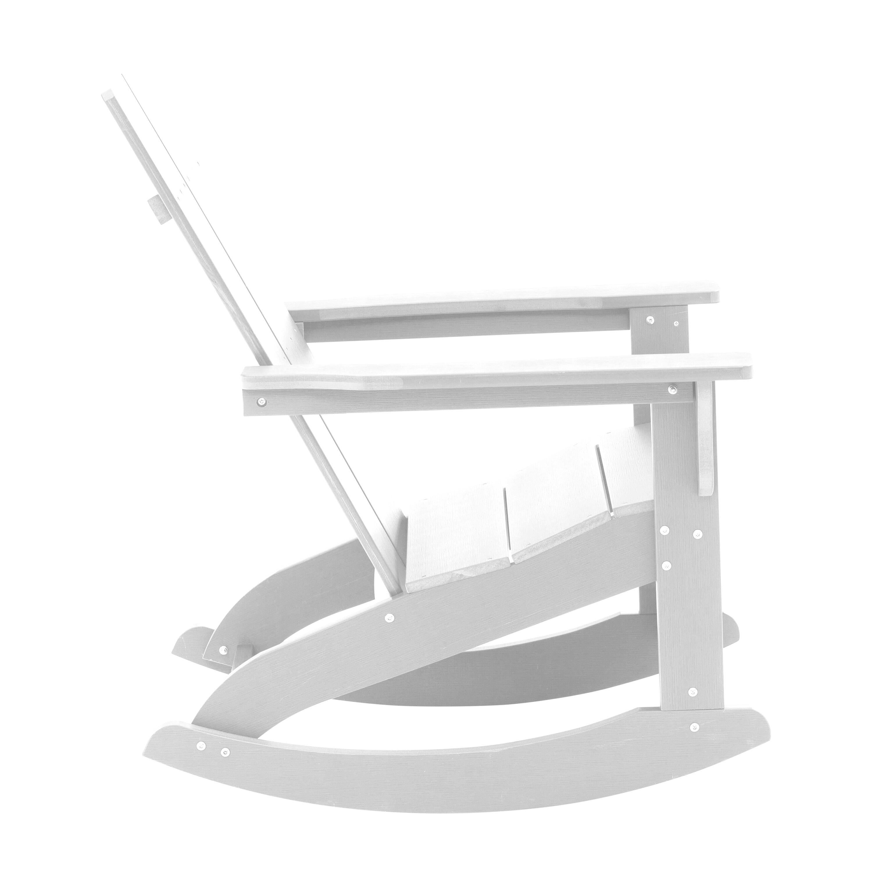 Alt View 8. Emma + Oliver - Modern All-Weather Poly Resin Adirondack Rocking Chair for Indoor/Outdoor Use - White.