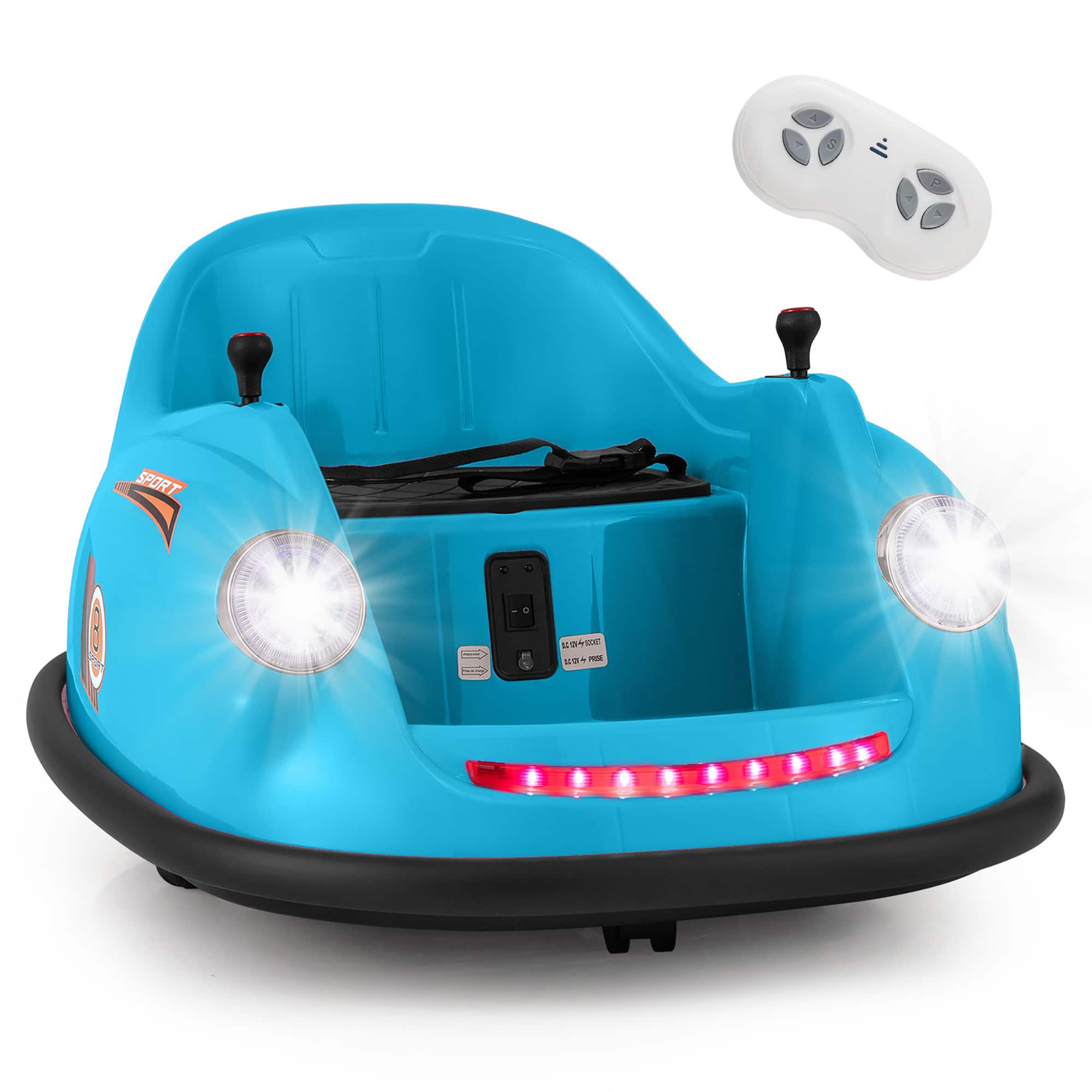 Gymax - 12V Electric Kids Ride on Bumper Car Battery Powered Bumping Car w/ Remote Control - Blue