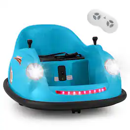 Gymax - 12V Electric Kids Ride on Bumper Car Battery Powered Bumping Car w/ Remote Control - Blue