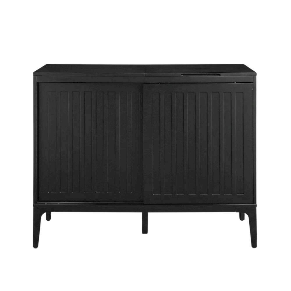 Alt View 1. FurniFact - Large record player cabinet with vinyl storage in modern design - Matte Black.