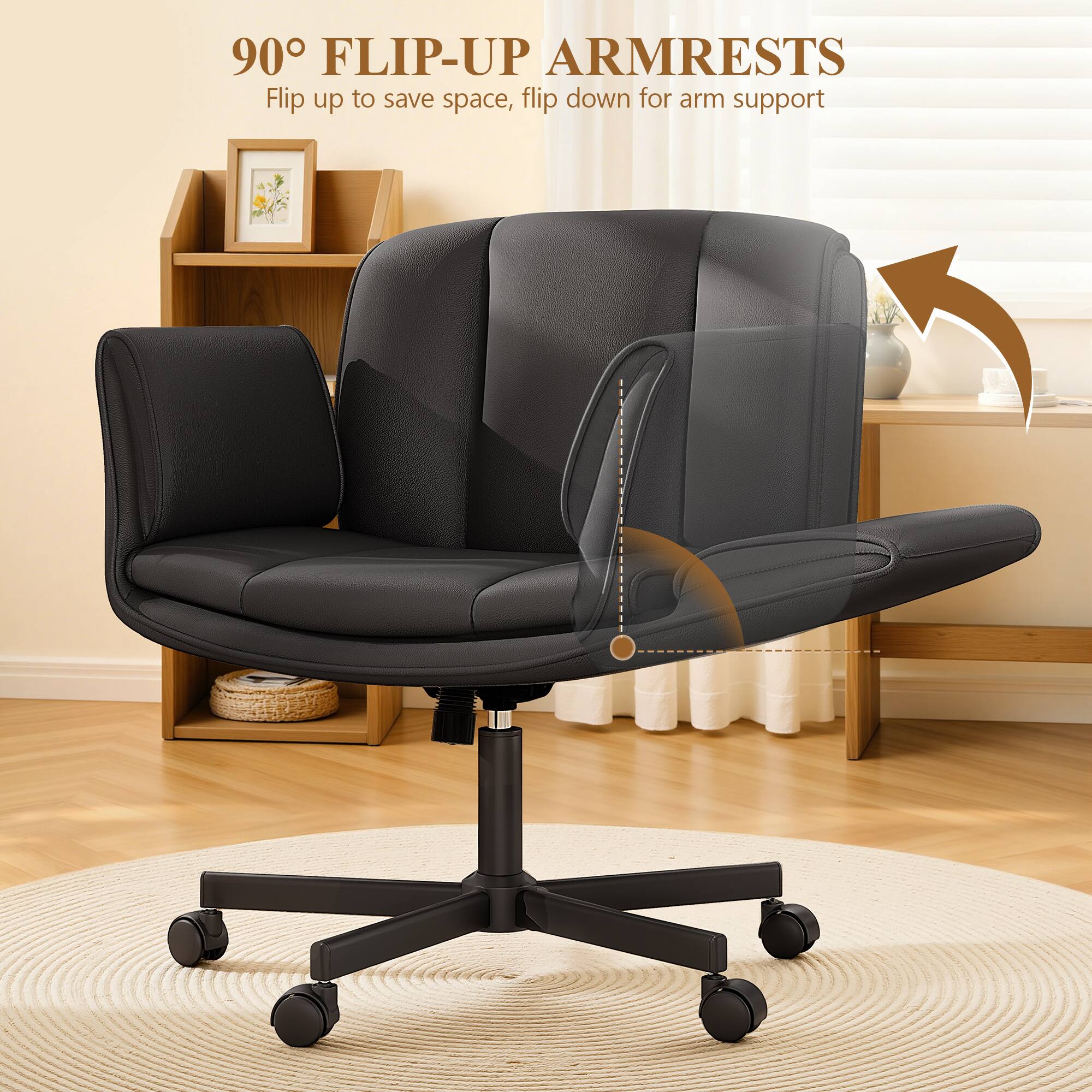 90° FLIP-UP ARMRESTS  
Flip up to save space, flip down for arm support