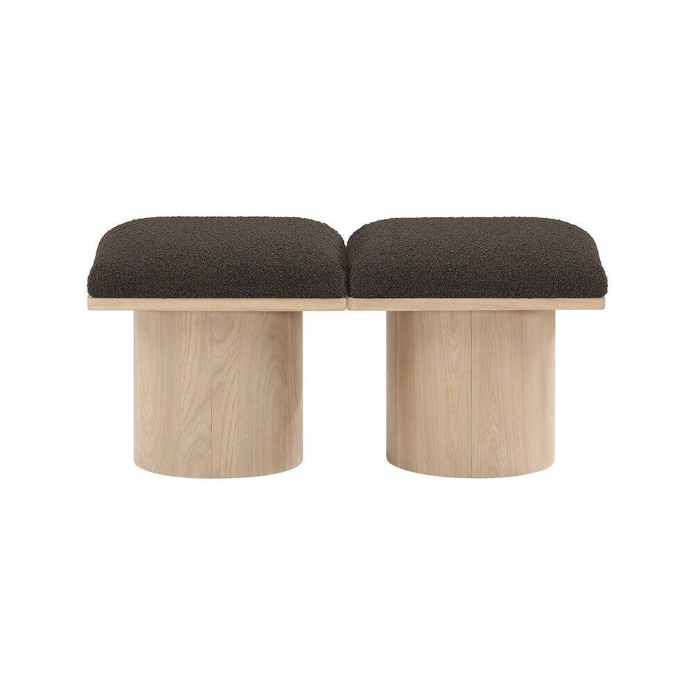 Alt View 1. Meridian Furniture - Pavilion Brown Boucle Fabric Bench - Brown.