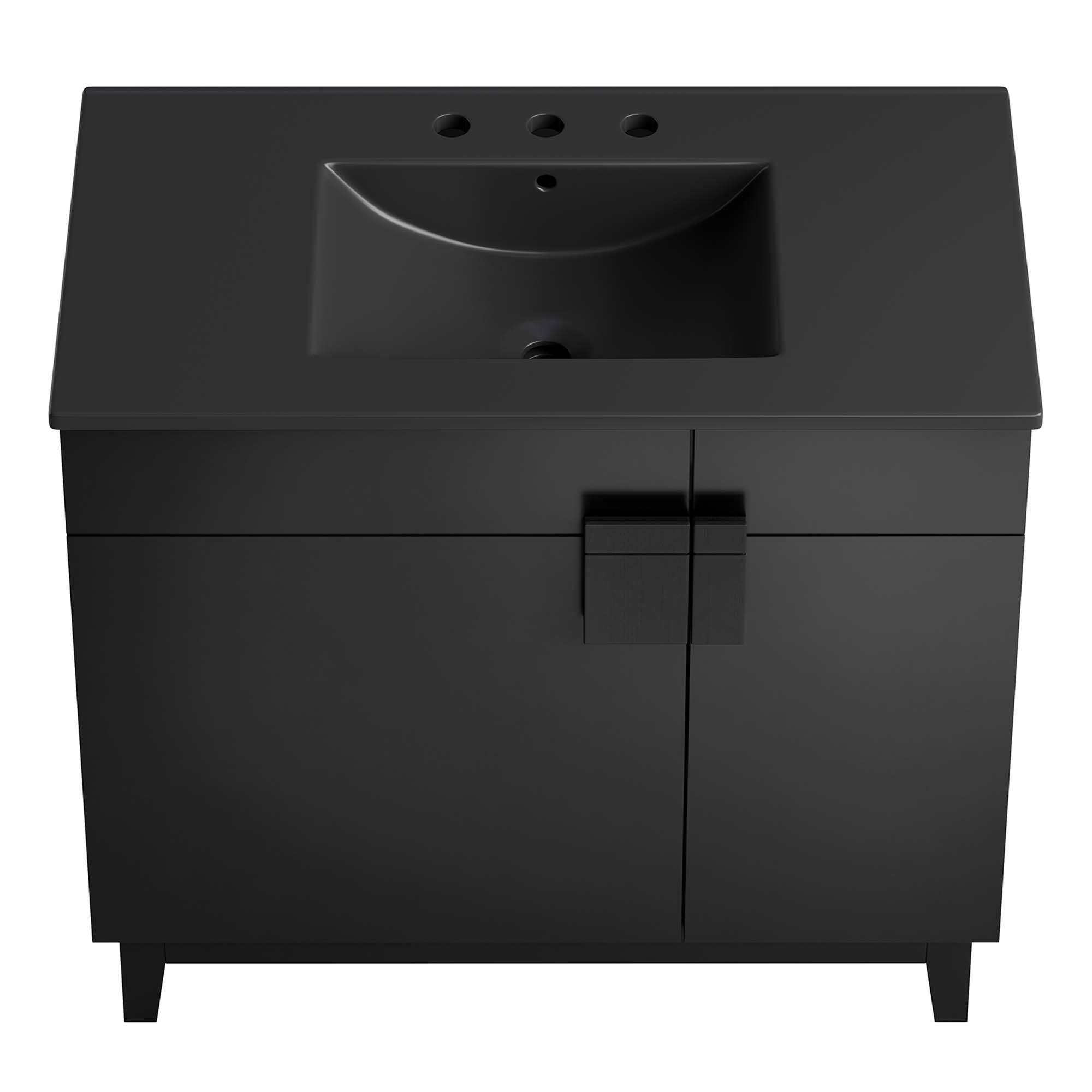 Alt View 5. Modway - Miles Bathroom Vanity Basin Included by Modway - Black Black.