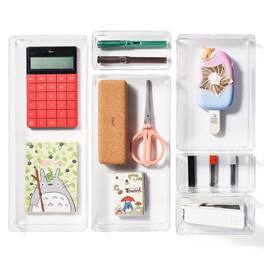 Sorbus - Clear Drawer Organizer Set, Multi-Purpose Bins for Office Supplies, Craft Materials, and More - Six