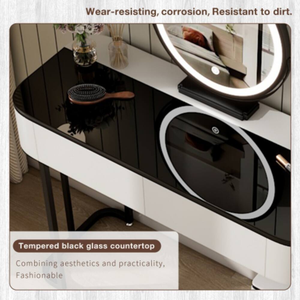 Wear-resisting, corrosion-resistant, and dirt-resistant. Tempered black glass countertop combining aesthetics and practicality, fashionable.