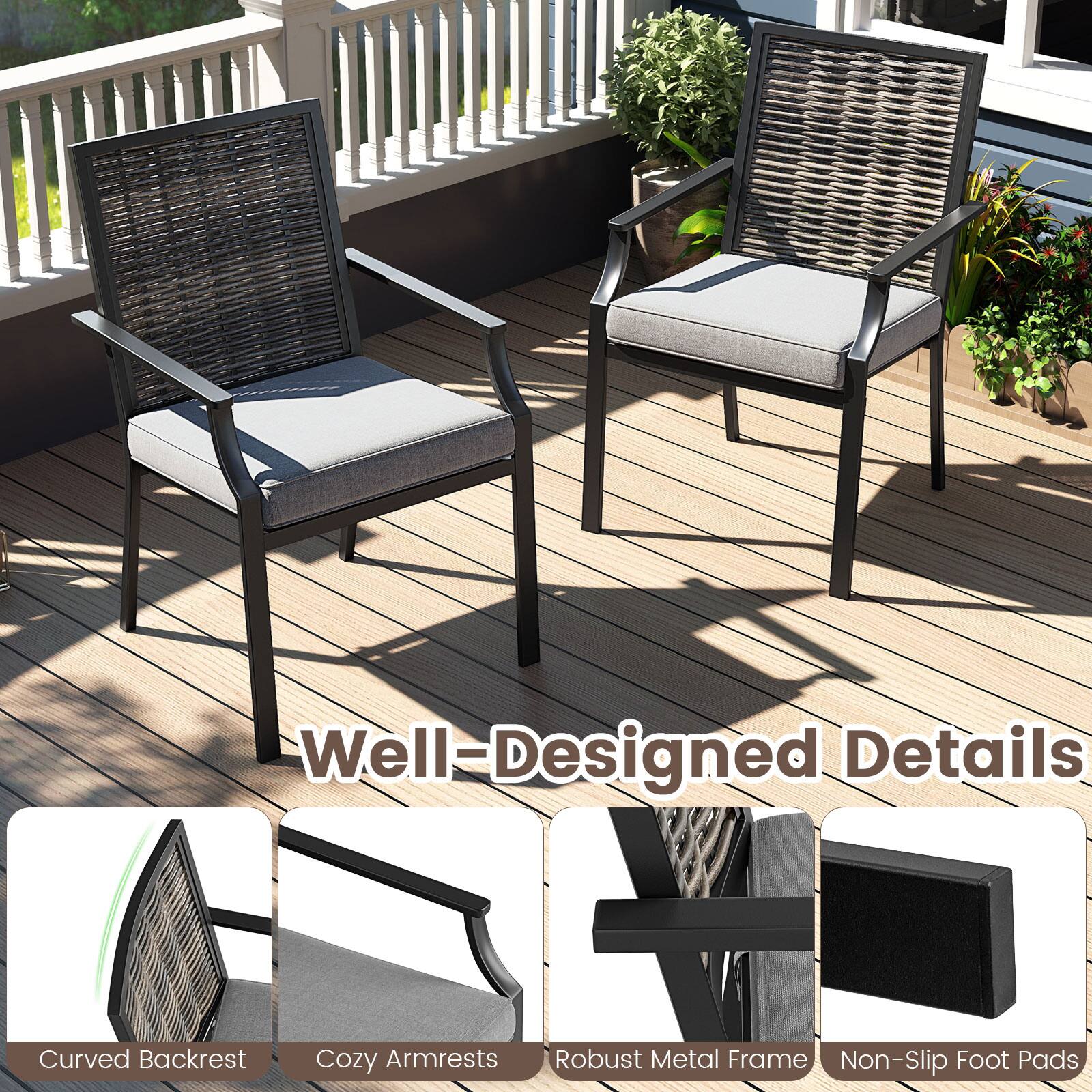 Well-Designed Details: Curved Backrest, Cozy Armrests, Robust Metal Frame, Non-Slip Foot Pads