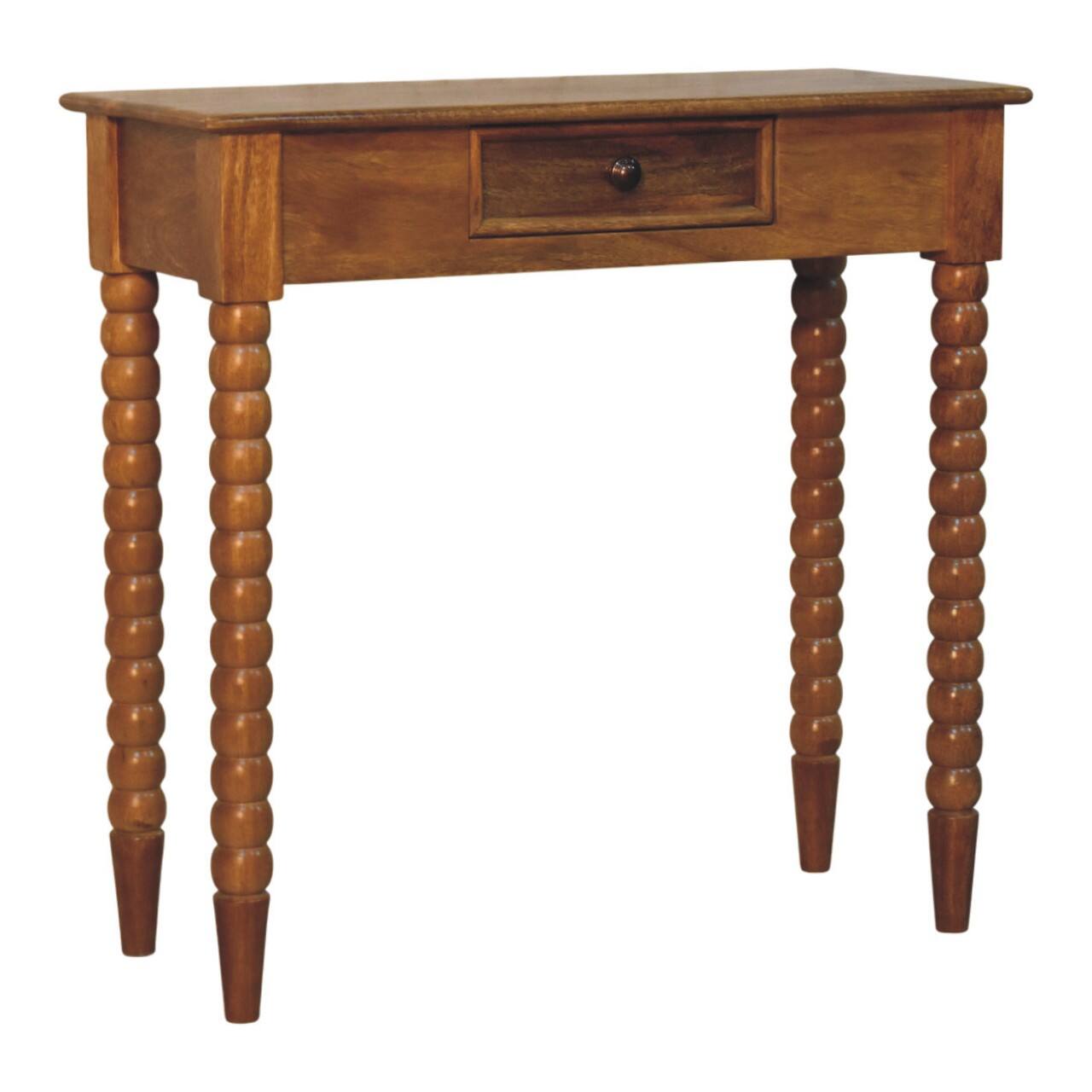 Back. Artisan Furniture - Artisan Furniture Solid Wood Amber Oak Spindle Console Table, 1 Drawer, Brown - Brown.
