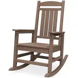 SERWALL - Rocking Chair Outdoor, Oversized HDPE Patio Rocking Chairs,HDPE All-Weather Rocking Chair for Adults - Brown